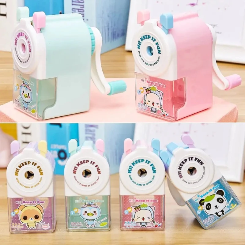 Cute Cartoon Animal Pencil Sharpener - Hand-Cranked Mechanical Tool, Anti-Sticking Lead, Auto-Lead Feed, Ideal School Supply & K