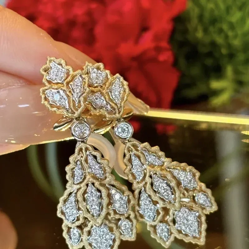 Orecchini Pendenti A Goccia Donna Placcati Oro 14K - Lunghi 4,3 Cm In Argento Sterling, Leggeri E Confezione Regalo, Ideali Per Feste E Matrimoni