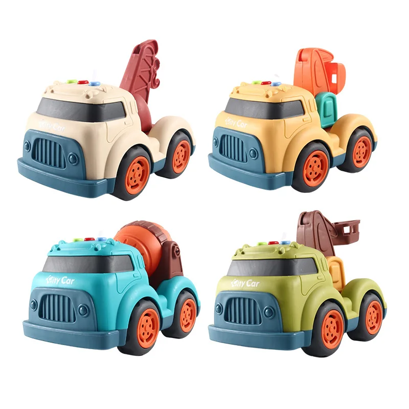 Cartoon Cute Electric Sound&Light Music Simulation Engineering Vehicle Mini Excavator Cement Beach Mixer Truck Kid Baby Toy Gift