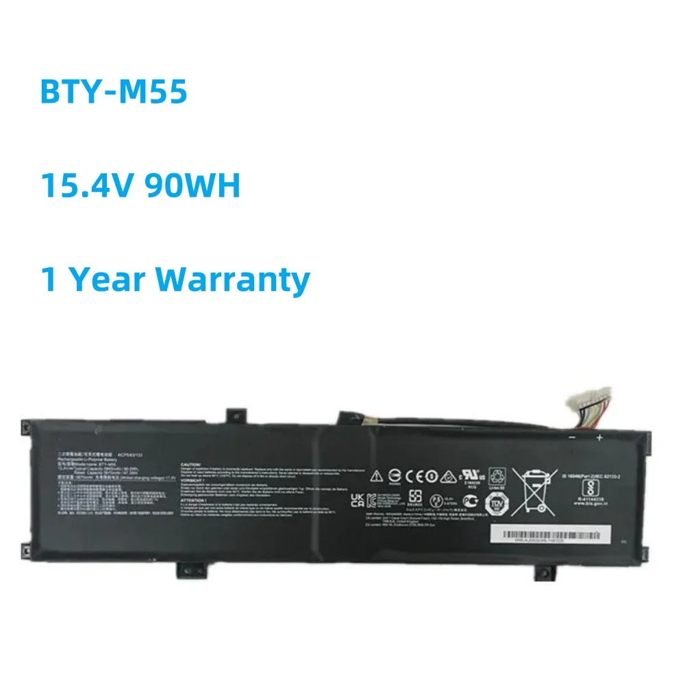 Фото BTY-M55 15,4 V 90.0WH Аккумулятор для ноутбука MSI Alpha 15 17 A3DDK A4DEK B5EEK B5EX 925QA055H,Pulse GL66 12UGK,Sword 15 A11UG №1