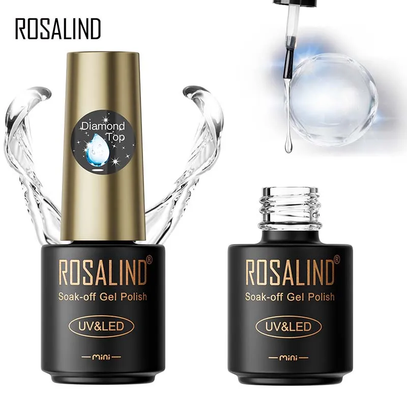 ROSALIND Gel Polish Diamond Top Coat UV Lamp Gel Soak Off Reinforce 5ml Long Lasting Nail Art Manicure Lak Varnish Primer