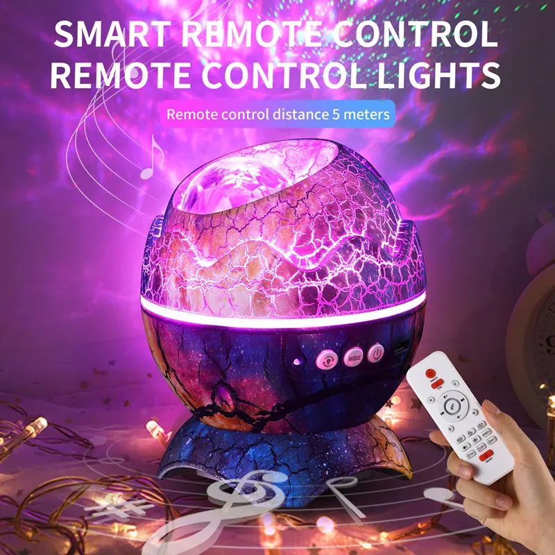 Bluetooth Speaker Portable Light Bulb Crack Dinosaur Egg Bluetooth Starry Sky Projection Light Indoor Water Ripple Laser Portable Light Speaker Atmosphere Nightlight