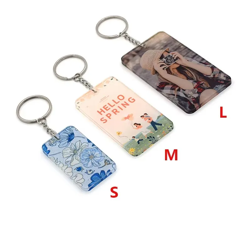 30pcs 승화 아크릴 사진 프레임 열쇠 고리 블랭크, 직사각형 모양 승화 열쇠 고리 블랭크 DIY 공예용