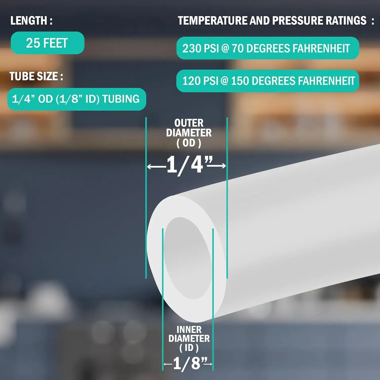 1/4" OD 25 Feet Length Tubing for Reverse Osmosis De-ionized Water Filtration Systems Refrigerators water filtration tubing