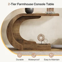 Tribesigns Table console moderne du milieu du siècle de 43,3 pouces pour entrée, table d'appoint d'entrée en bois en forme de C pour salon 5