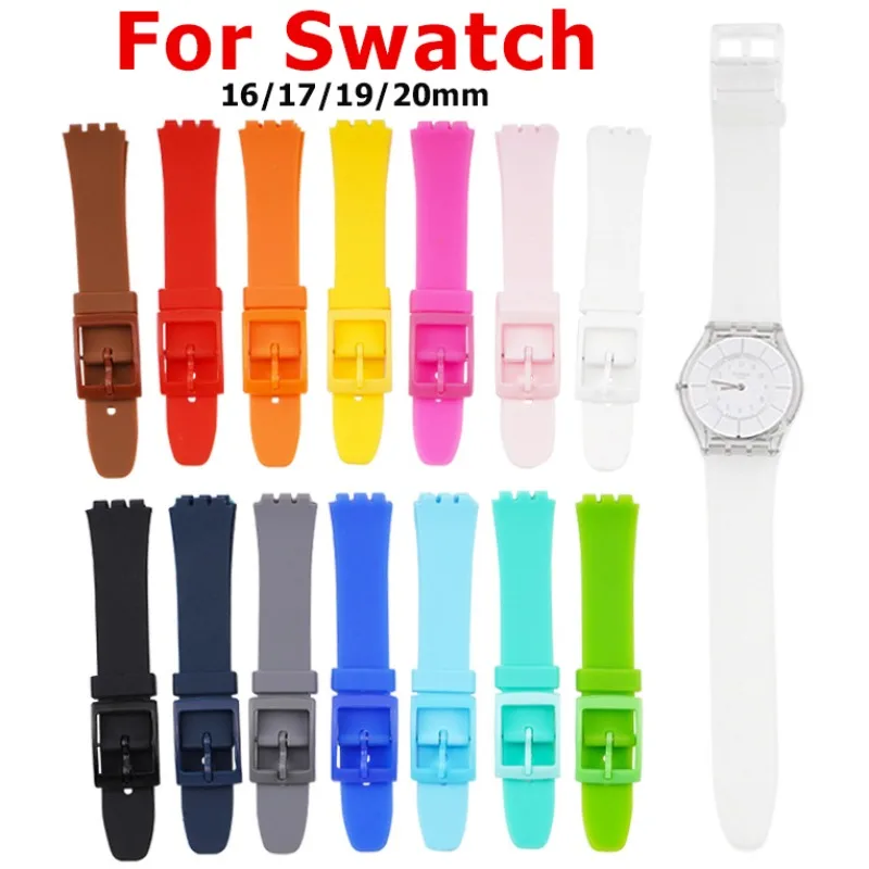 Silicone Watch Band 16mm 17mm 19mm 20mm for Swatch Waterproof - Main Image