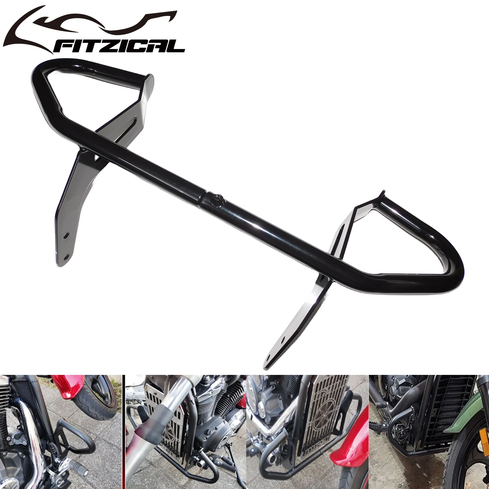 Black-Motorcycle-Engine-Guard-Crash-Bar-Bumper-Protector-Sliders-Frame ...