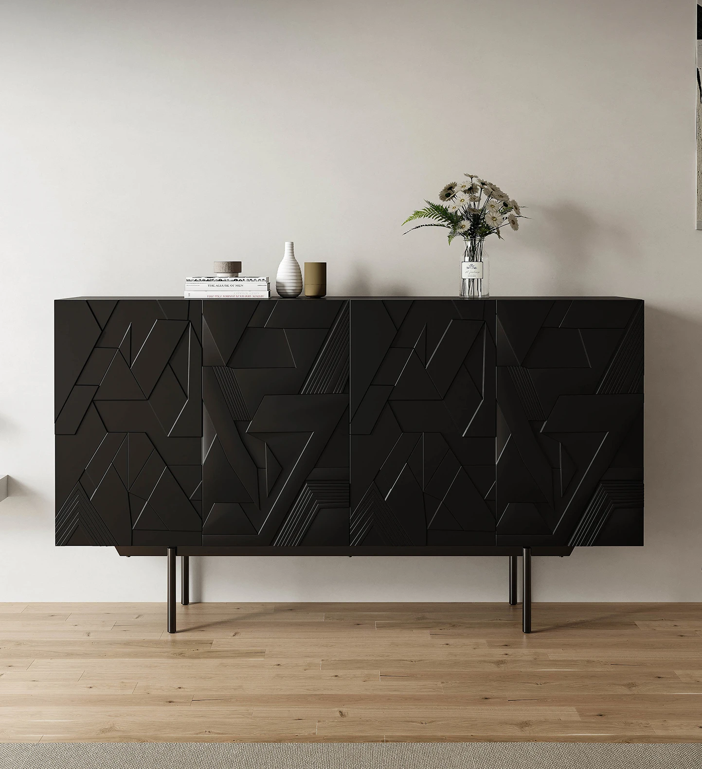 

Italian Minimalist Three-Dimensional Carved Storage Organizer Home Dining Cabinet Living Room Decoration