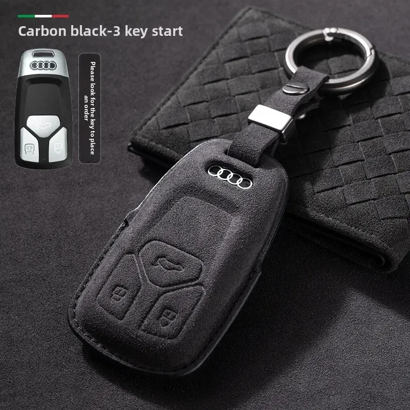 Premium Leather Suede Key Cover for Car Flip Keys - Stylish Auto Accessories Key Holder