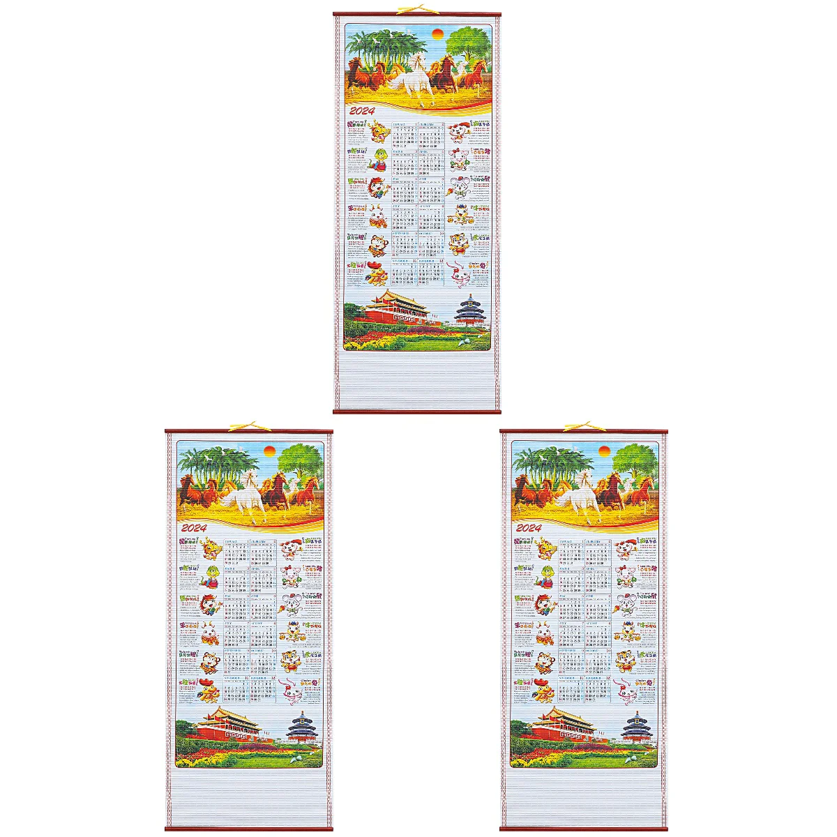 

3pcs Wall Calendar New Year Calendar Chinese Style Calendar 2024 Dragon Year Wall Calendar