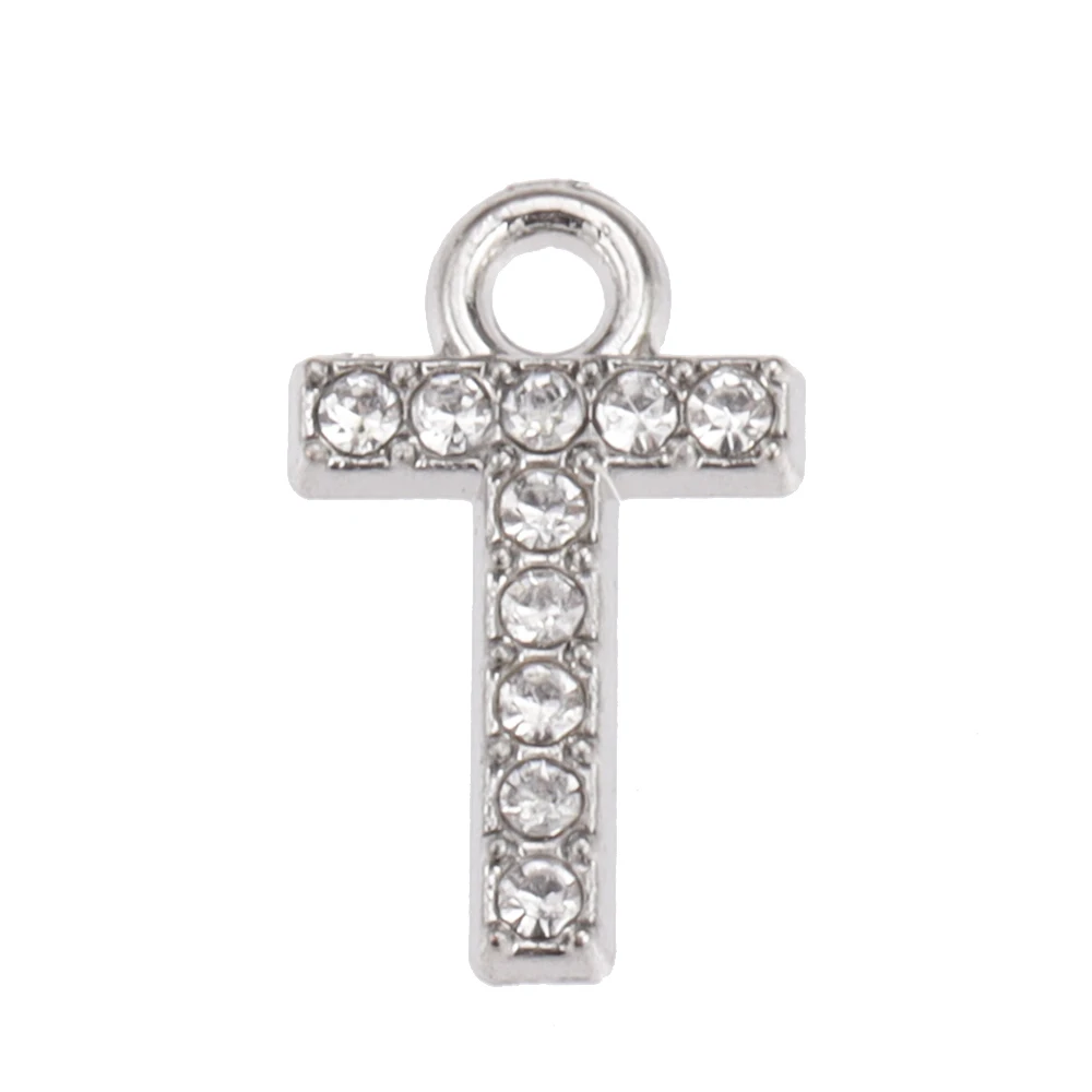 10/26 stücke Silber Farbe Legierung Kristall Mini Alphabet 26 Buchstaben Charms Anhänger für Frauen Halskette Ohrring Schmuck Zubehör – Detail 24