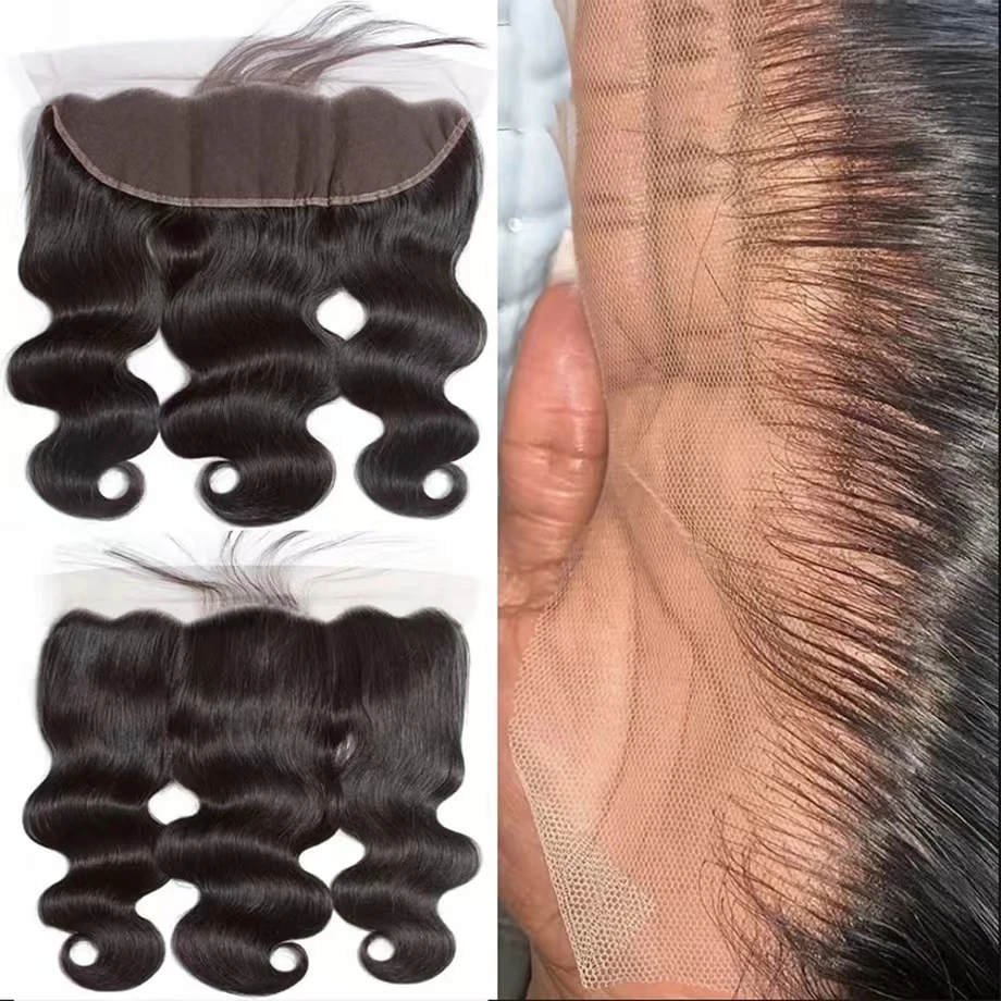 

YIJIMEI 13x4 HD Transparent Lace Frontal Body Wave Lace Frontal Closure Remy Human Hair Pre Plucked Hairline Baby Hair