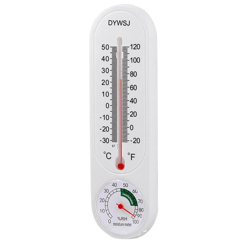 Indoor Straight Plastic Thermometer Household Wall Hung Hang Thermometer  For House Garage Office Room(2pcs, White)