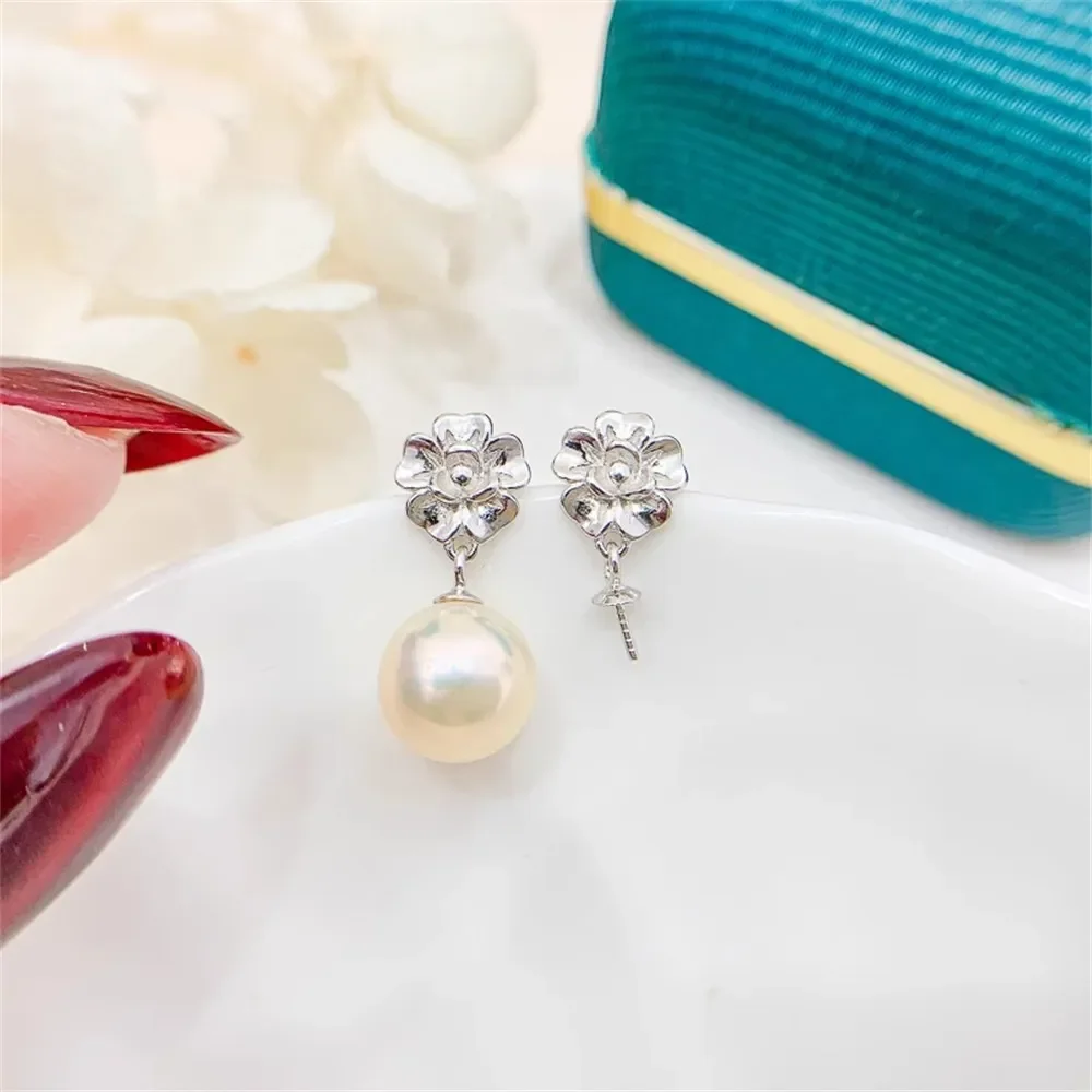 

DIY Pearl Gadgets S925 Sterling Silver Stud Earrings Gold Silver Earrings Fit 8-12mm Round E261