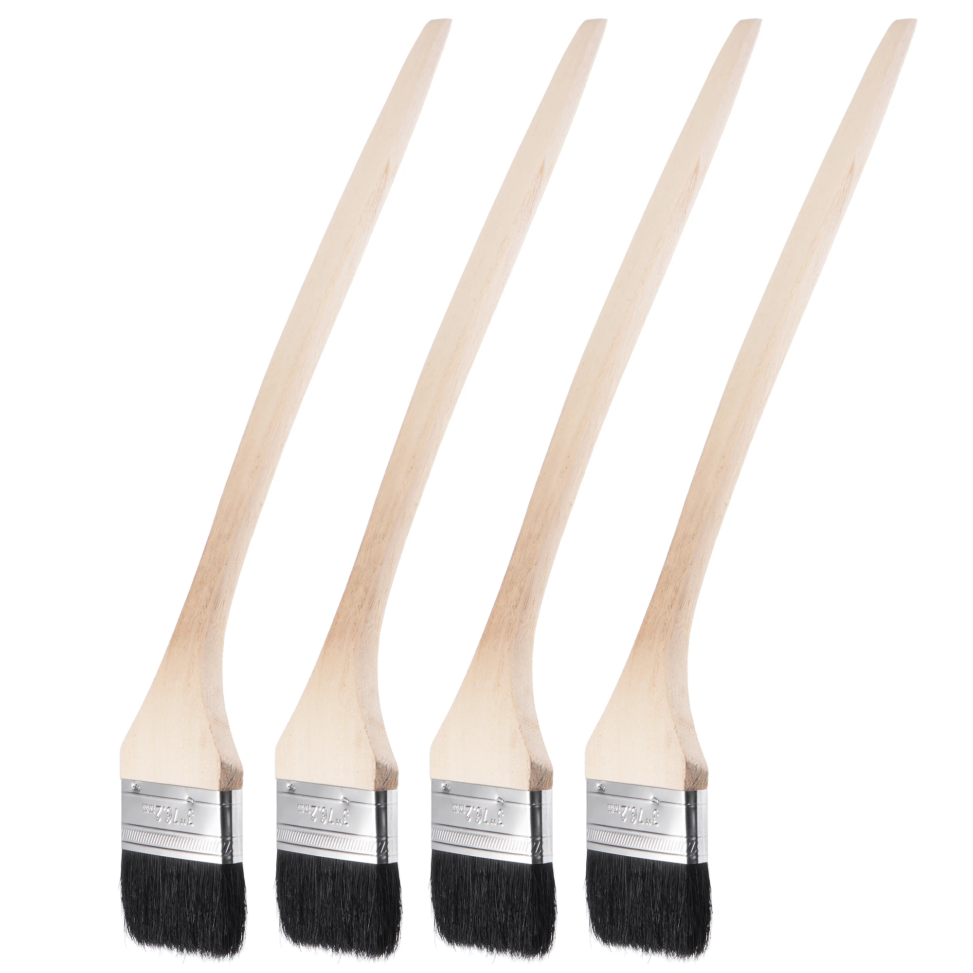 uxcell Bent Radiator Paint Brush 17" Length 3" Width Bristle Long Wood Handle Wall Treatment 4 Pcs