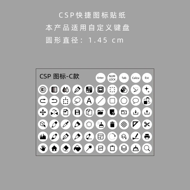 CSP Paint Shortcut Icon Keyboard Sticker Customized Clip Studio Paint ipad Customized Keyboard