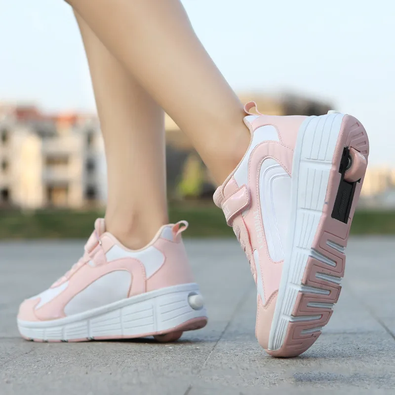 Roller Skates Kids Roller Sneaker Outdoor Indoor Skating Shoes Detachable Kids Skates Breathable Blade Boy Flying Shoes Gear 32