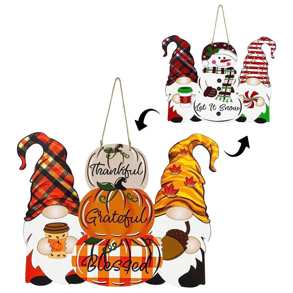 

Front Door Decoration Double-sided Reversible Sign Festive Fall Pumpkin Gnome Xmas decoración hogar