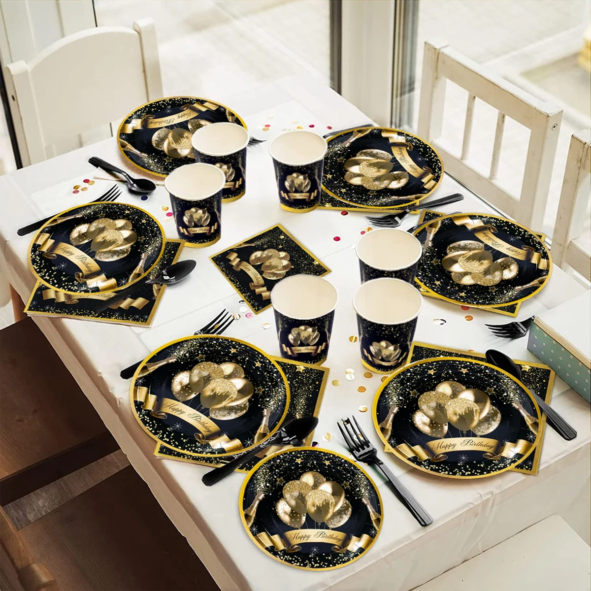 Zwart Goud Wegwerp Servies Papieren Bekers Bordjes Servetten 30 40 50 Jaar  Verjaardagsfeestje Decoraties Volwassen Verjaardag Feestartikelen -  AliExpress, image size:1200x1200