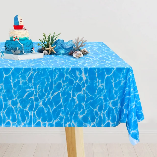1pc Tovaglia per feste a tema oceano Tovaglia in plastica subacquea Compleanno per bambini Forniture per feste a tema animali blu oceano 2