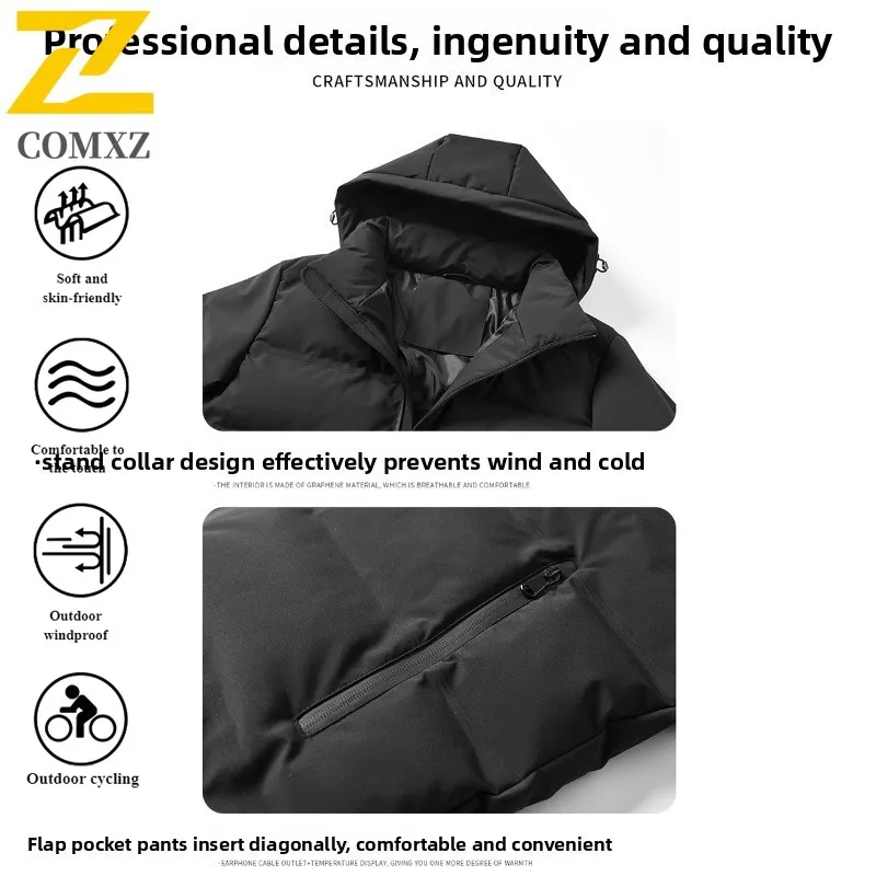 EIAO Winter Men's Business Windbreaker Lightweight Loose-Fit Coat Thermal Waterproof Windproof Jacket for Hiking Camping Fishing