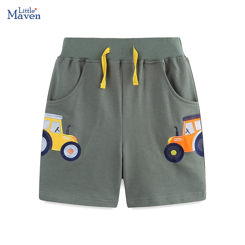 Little maven Kids Clothes Summer Baby Boys Car Shorts Cartoon Tractor Pants Cotton Soft Comfort 2-7 Years Kids Sporty Short