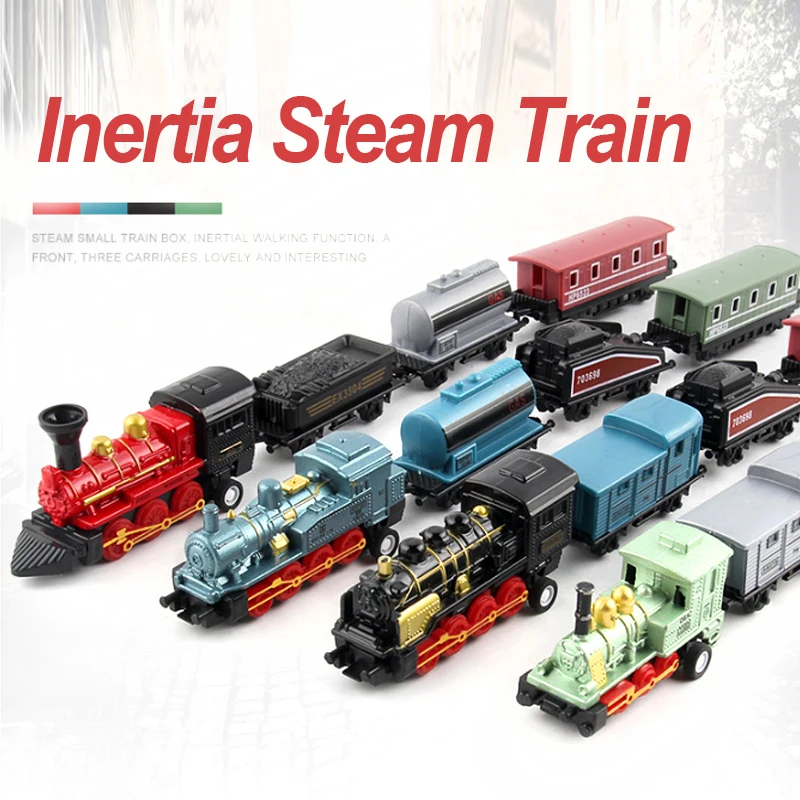 

Classic Alloy Locomotive Steam Train Pull Back Model 4 Pieces Set Retro Car Model kids Toys Set For Boys Gifts B056