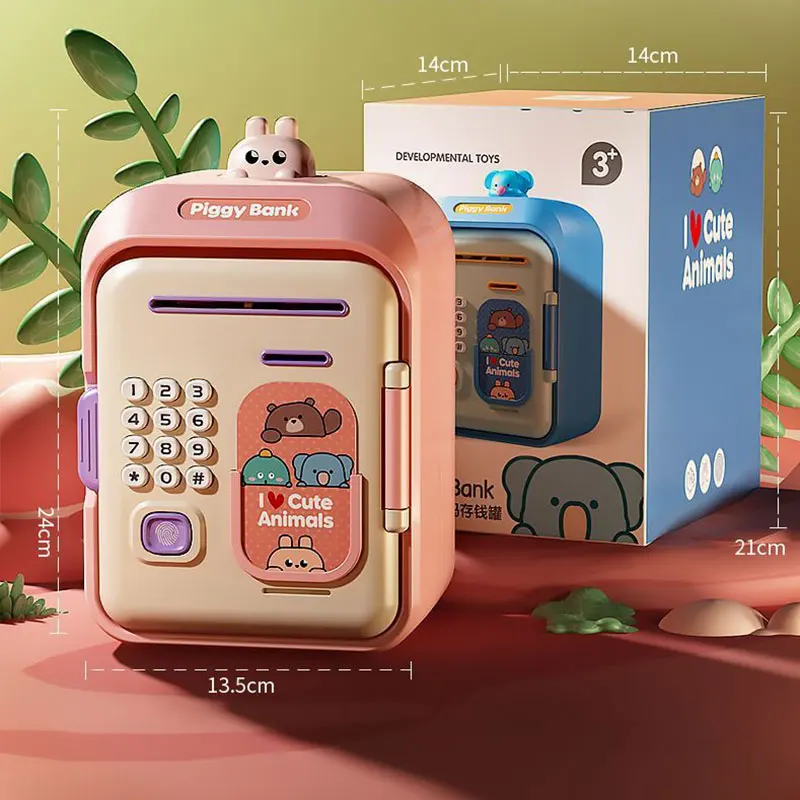 Savings Bank New Year Gift Fingerprint Password Girl's Savings Bank Family Puzzle Toys 3-6 Years Old