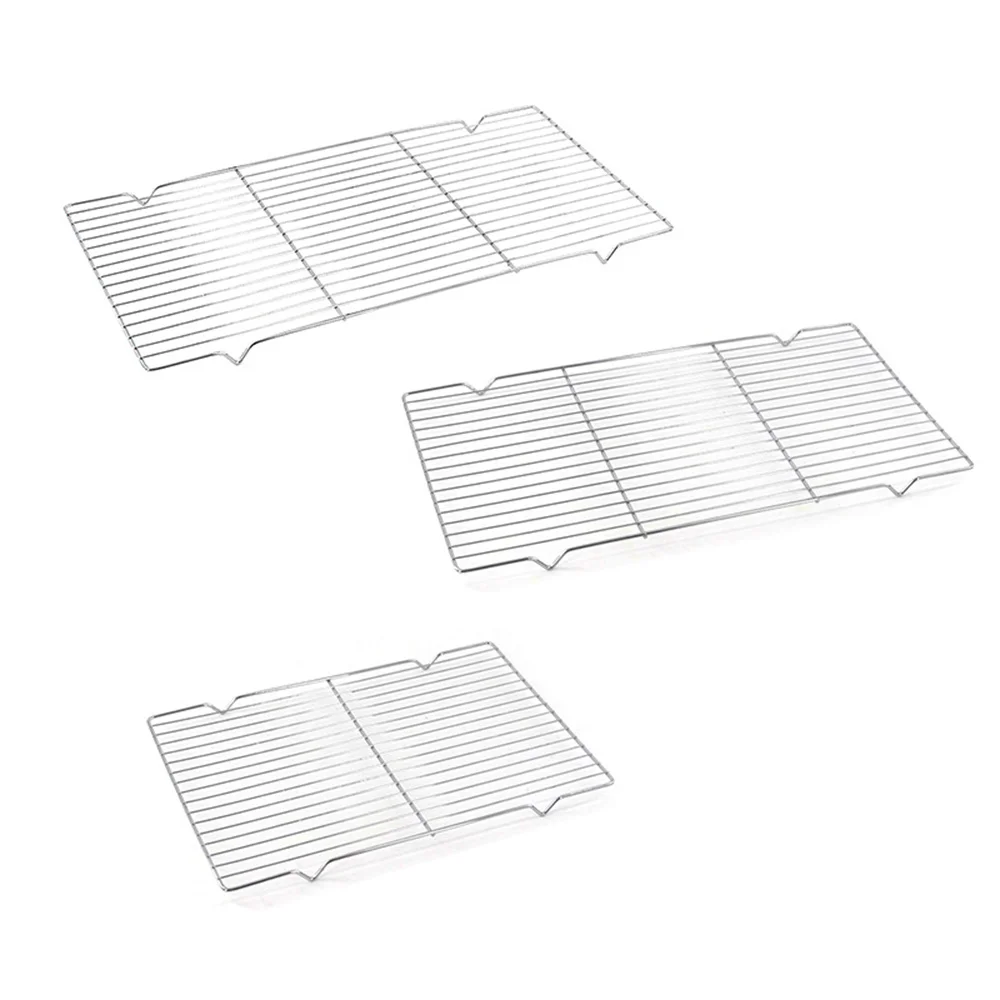 1~3PCS Stainless Steel Mat Net Grid Shape Rectangle Grill Grilling Mesh Net Outdoor Cooking Accessories Barbecue Tools BBQ Tool