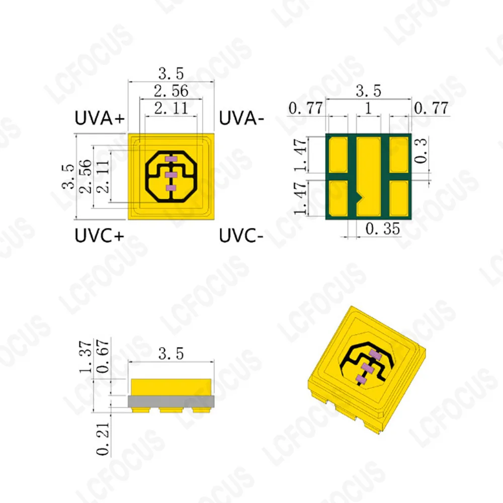Deep UV LED Ultraviolet Lamps UVC 280nm UVB 300nm UVA 395nm Ultra Violet Chip Diodes 3535 SMD For Water Air Virus Sterilization uv disinfection lamp uv sterilization lamp