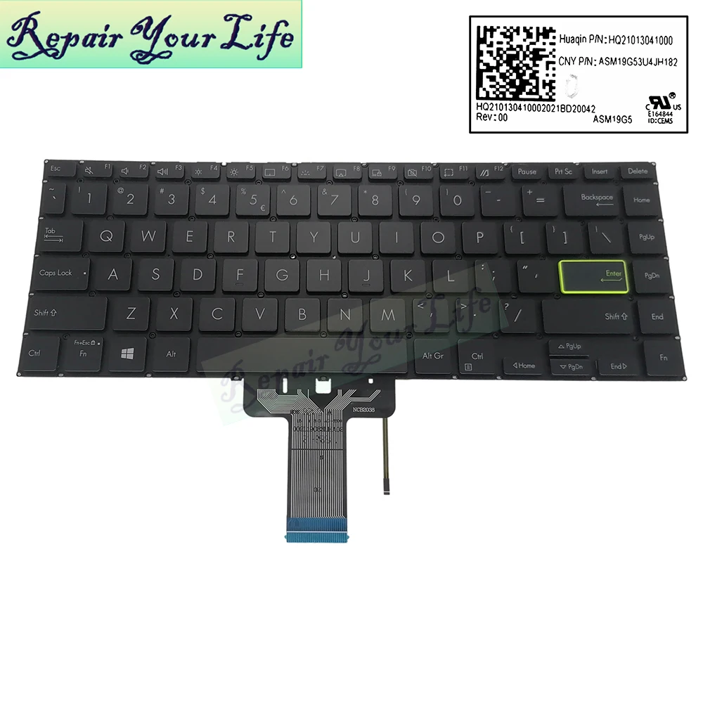 Teclado Retroiluminado Árabe Inglês para Asus Vivobook Tm420 Tm420ua Tm420ia Flip 14 Teclados do Portátil Ucraniano Retroiluminação Novo ua ui - Imagem 2