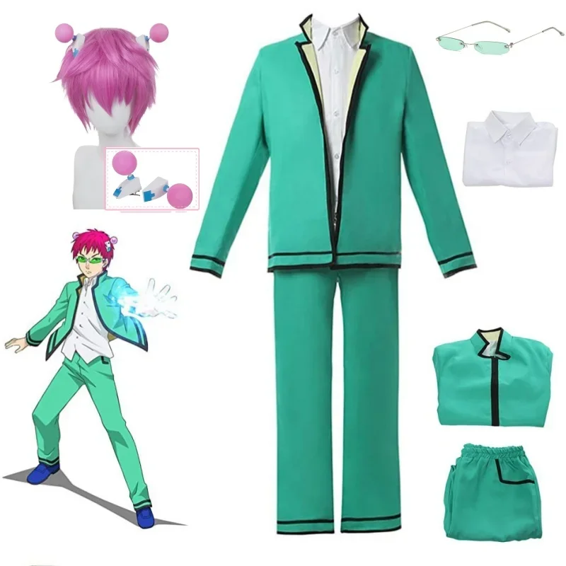 

Anime Saiki Kusuo The Disastrous Life K.-Nan Cosplay Wigs Costumes Uniform Tops Pants Headwear Glasses Uniform Cos Props Wigs