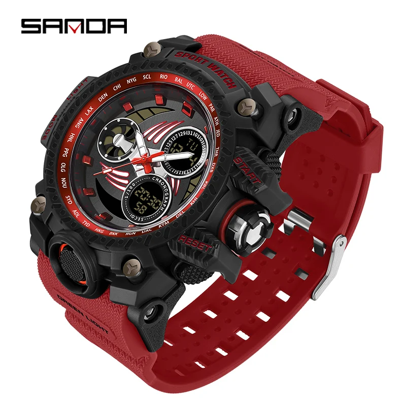 SANDA 2024 G Style New Men's Watches 50M Waterproof Shock Sports Military Quartz Watch For Male Digital Wristwatch Clock 3155