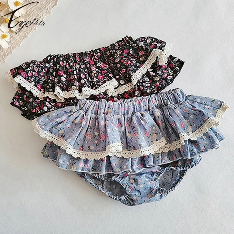 

Korean Style Children Girls Summer Shorts Bread Pants Kids Baby Casual Skirt Pants Cotton Girls Floral Shorts Lace Pants 1-5Yrs