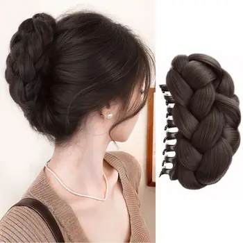 Nuovo clip per artiglio per chignon sintetico per capelli, parrucca soffice naturale, clip per capelli, parrucca per testa di panino marrone nero da donna