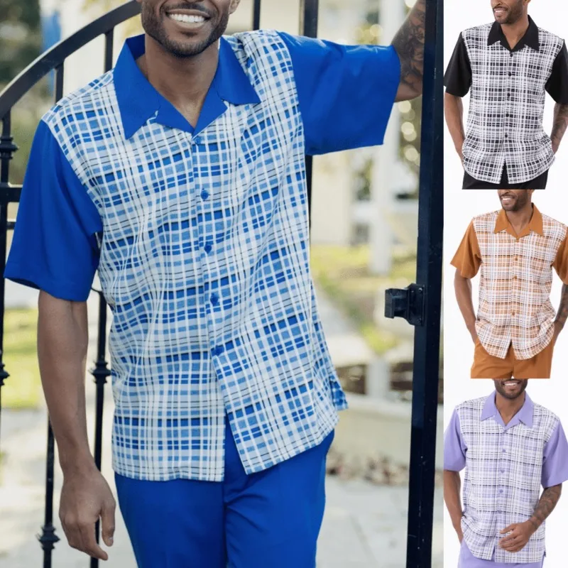 

Mens Shirt New Summer Fashion Print Short Sleeves Loose Casual Draped Shirt Men
