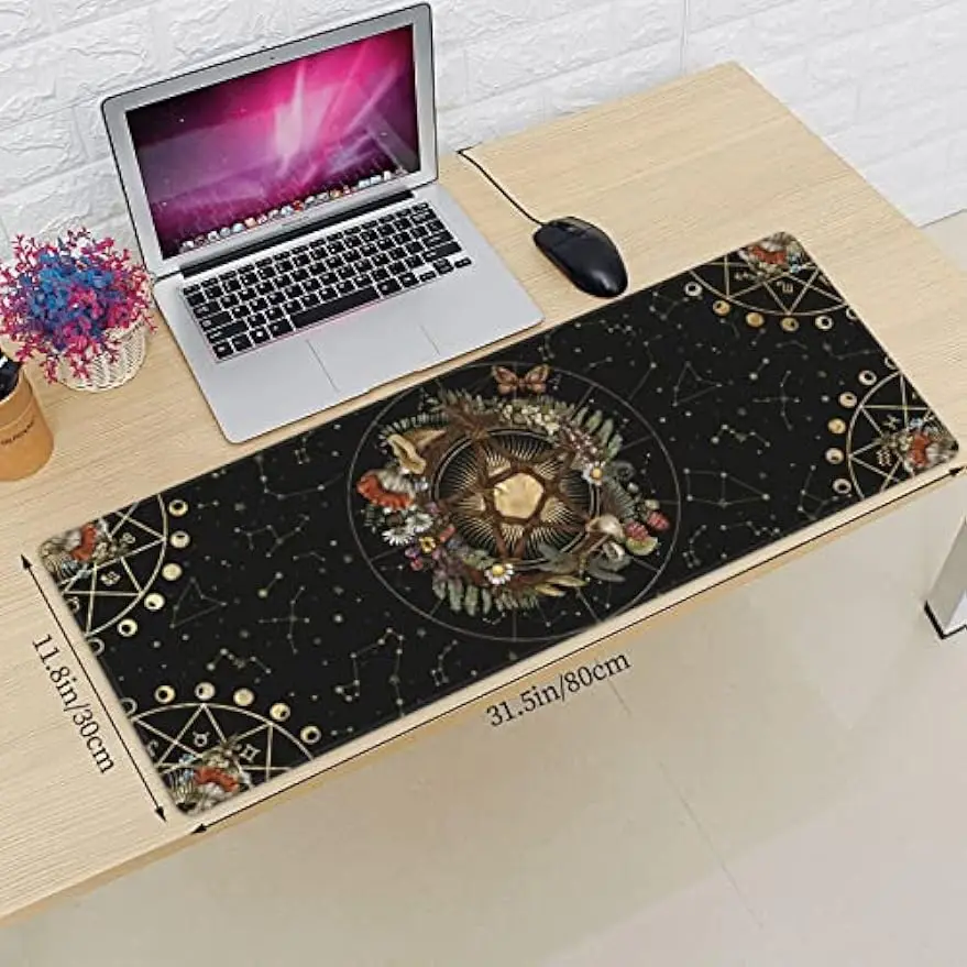 Alfombrilla XL Para Teclado Y Mouse Con Diseño De Bosque Mágico - Suela De Goma Antideslizante (31.5" X 11.8")