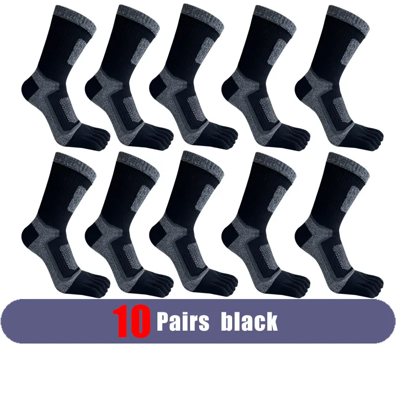 Men's 5-Pack Thick Compression Toe Socks for Sports and Outdoor Activities