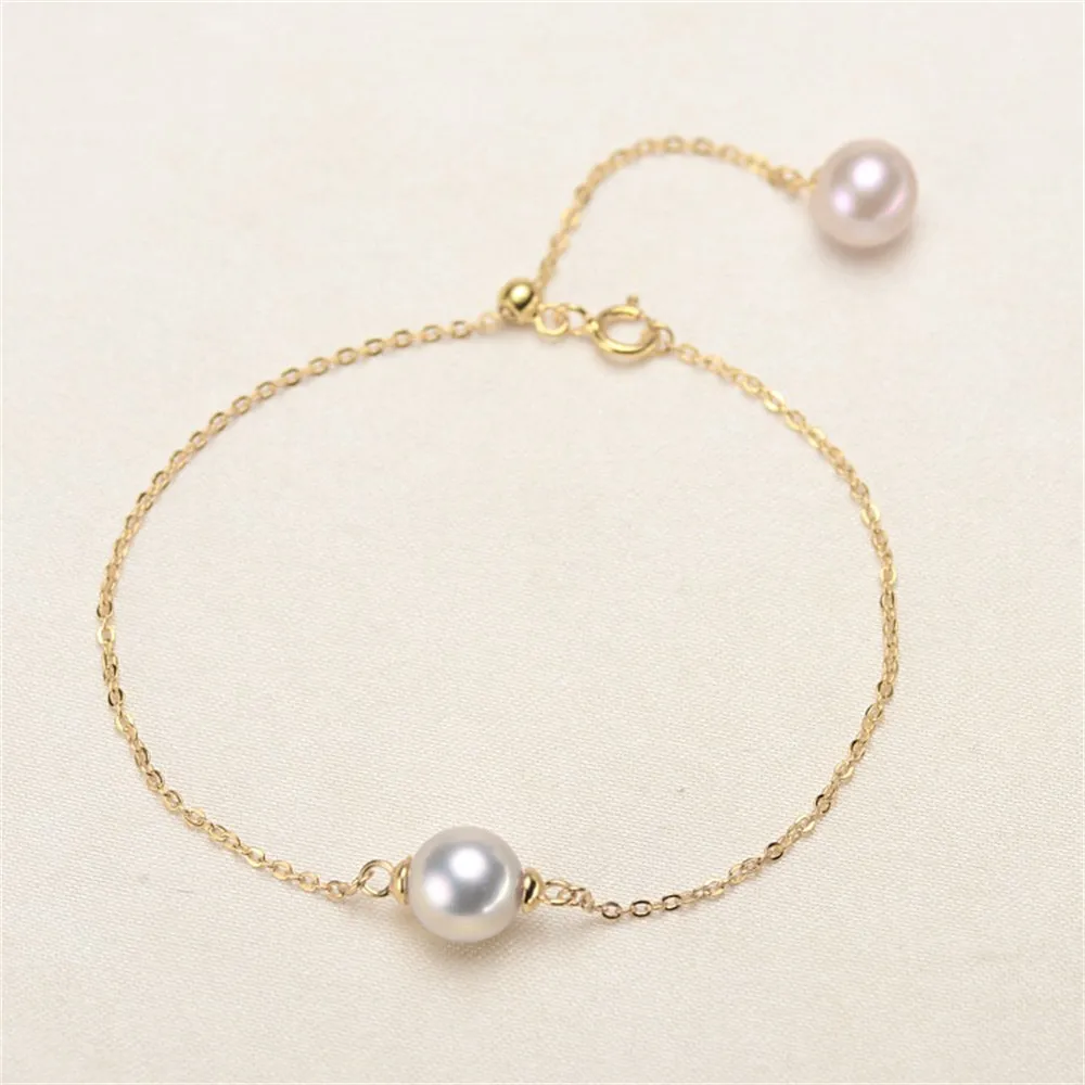 

DIY Pearl Accessories S925 Silver-plated Platinum Double Pearl Bracelet Fit 8-10mm Round Beads S010