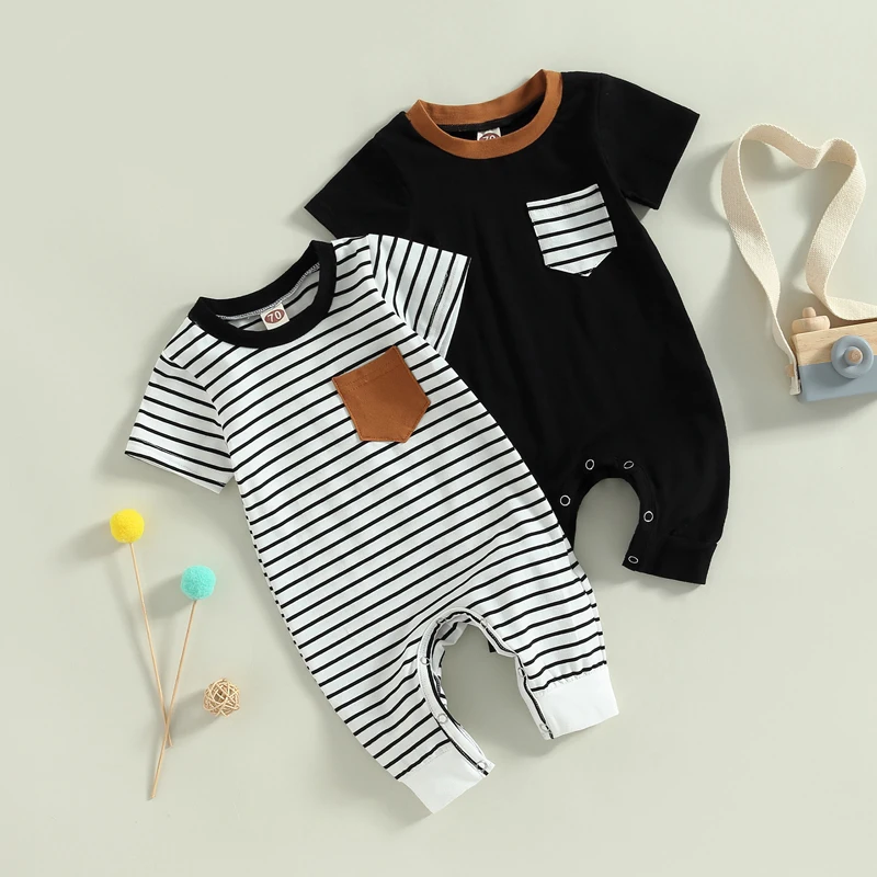 Newborn Baby Boys Summer Striped Romper Jumpsuit