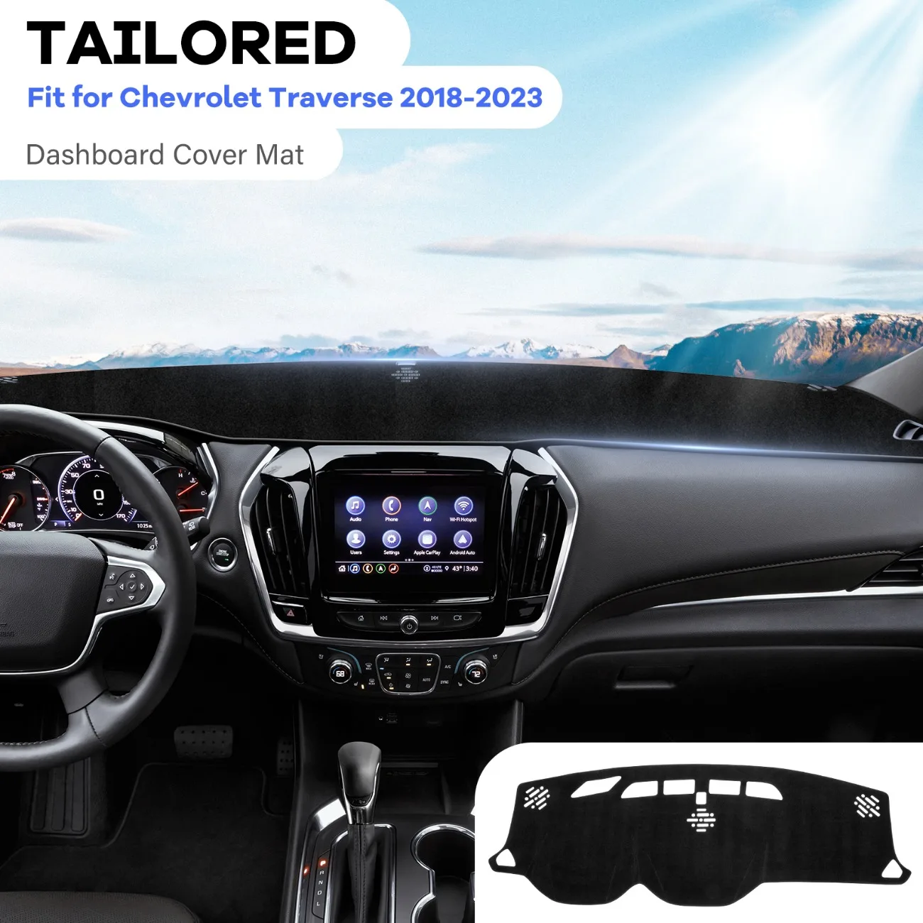 Chevrolet Traverse 2018-2023 용 대시 보드 커버 매트 액세서리 대시 커버 매트 차양막 눈부심 UV 미끄럼 방지 보호 장치 인테리어