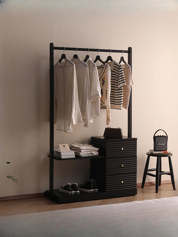 

Simple Coat Rack Solid Wood Hanger Floor-Standing Bedroom Storage Rack Modern Multi-Functional