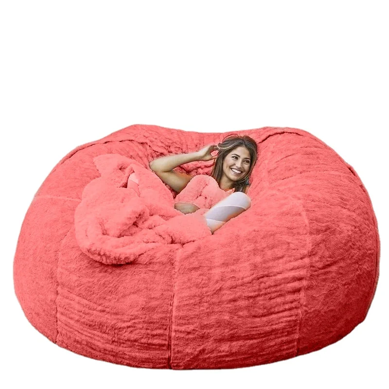 

Dropshipping New Giant Sofa Cover Soft Comfortable Fluffy Fur Bean Bag Bed Storage Bean Bag Recliner Cushion Cover Factory Shop