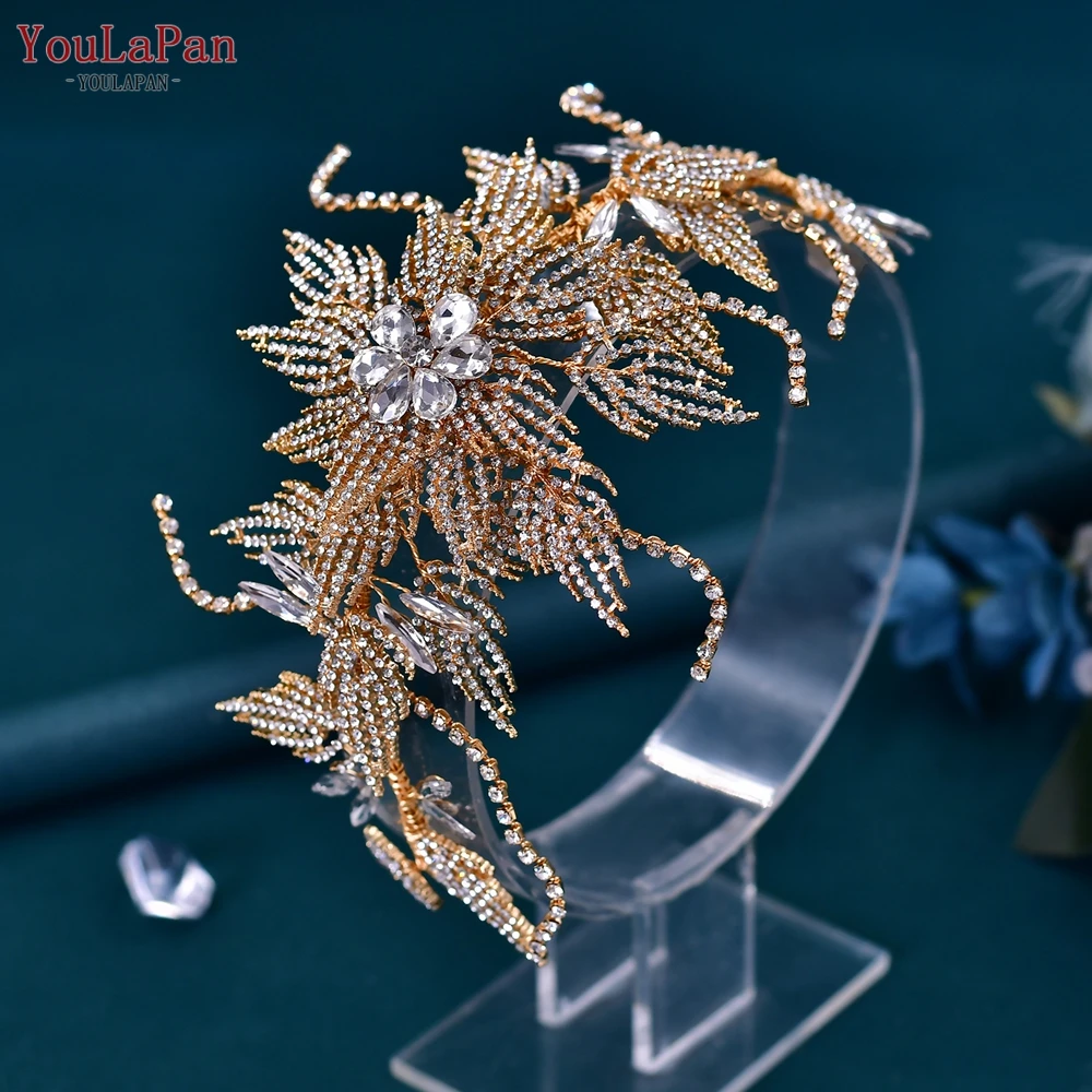 YouLaPan HP380 Alloy Flower Headband Wedding Hair Accessories Rhinestone Bridal Headwear Hair Jewelry Head Piece Wedding Tiara
