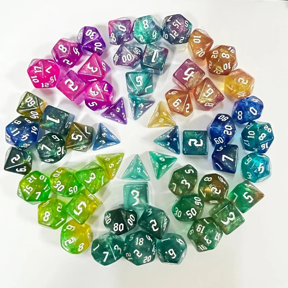 Acrylic dice,game dice,dice set Multicolour Dice 7Pcs/Set Color Polyhedral RPG DND Role Playing Dragons Board Game Multiple Dice with Bags