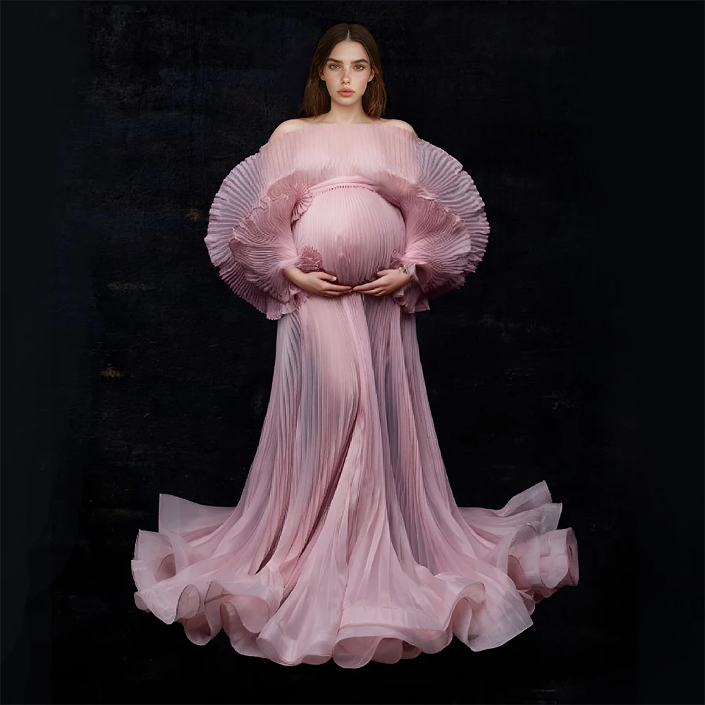 Custom 2 Piece Set Pleated Organza Maternity Photoshoot Dresses Big Skirt  Sheer Dress for Pregnancy Shooting Baby Shower Dress - AliExpress