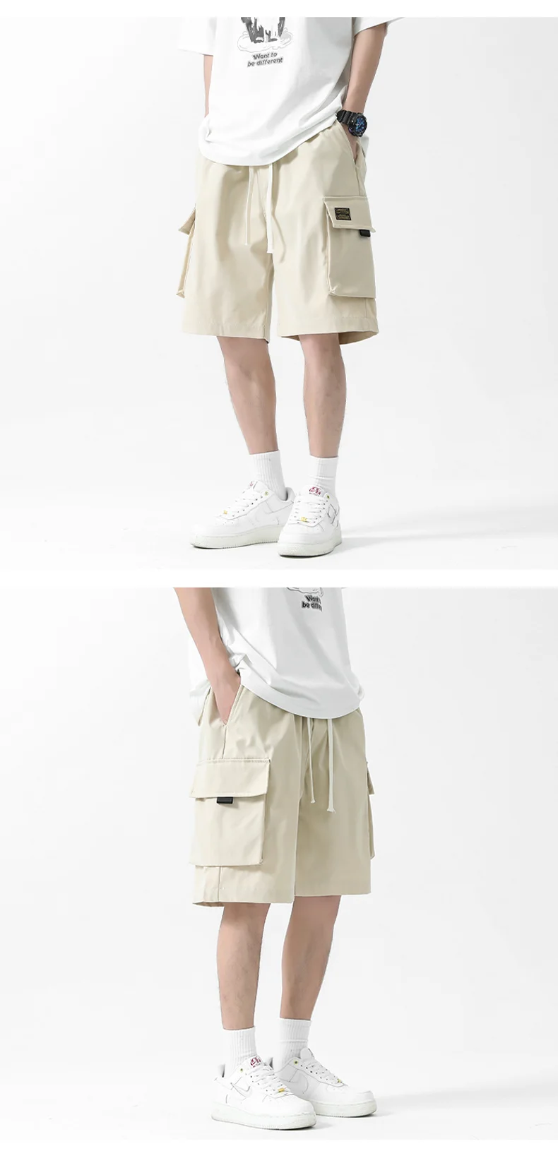 Summer Mens Workwear Shorts Five-point Casual Pants Loose Straight Guard Quick Dry Beach Japanese Sweatpants
