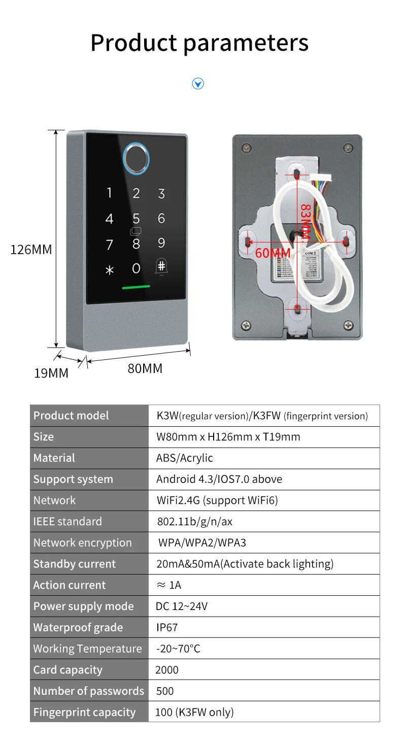 K3W/K3FW TTlock Smart Phone App Access Controller 13.56Mhz Rfid Door Access Cont