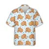 Kawaii Capybara Pattern Shirt Men's 3D Printed Hawaii Aloha Beach Men's Shirt Short Sleeve Cool Top Lapel Shirt 3