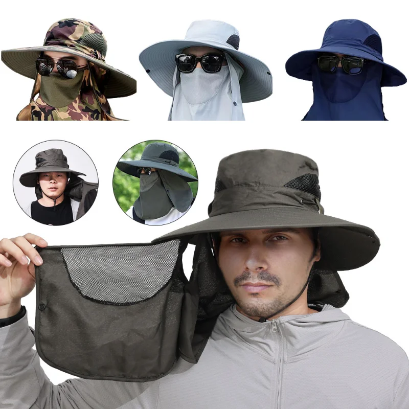 Chapeau de soleil pliable pour homme - Avec mentonnière - Unisexe